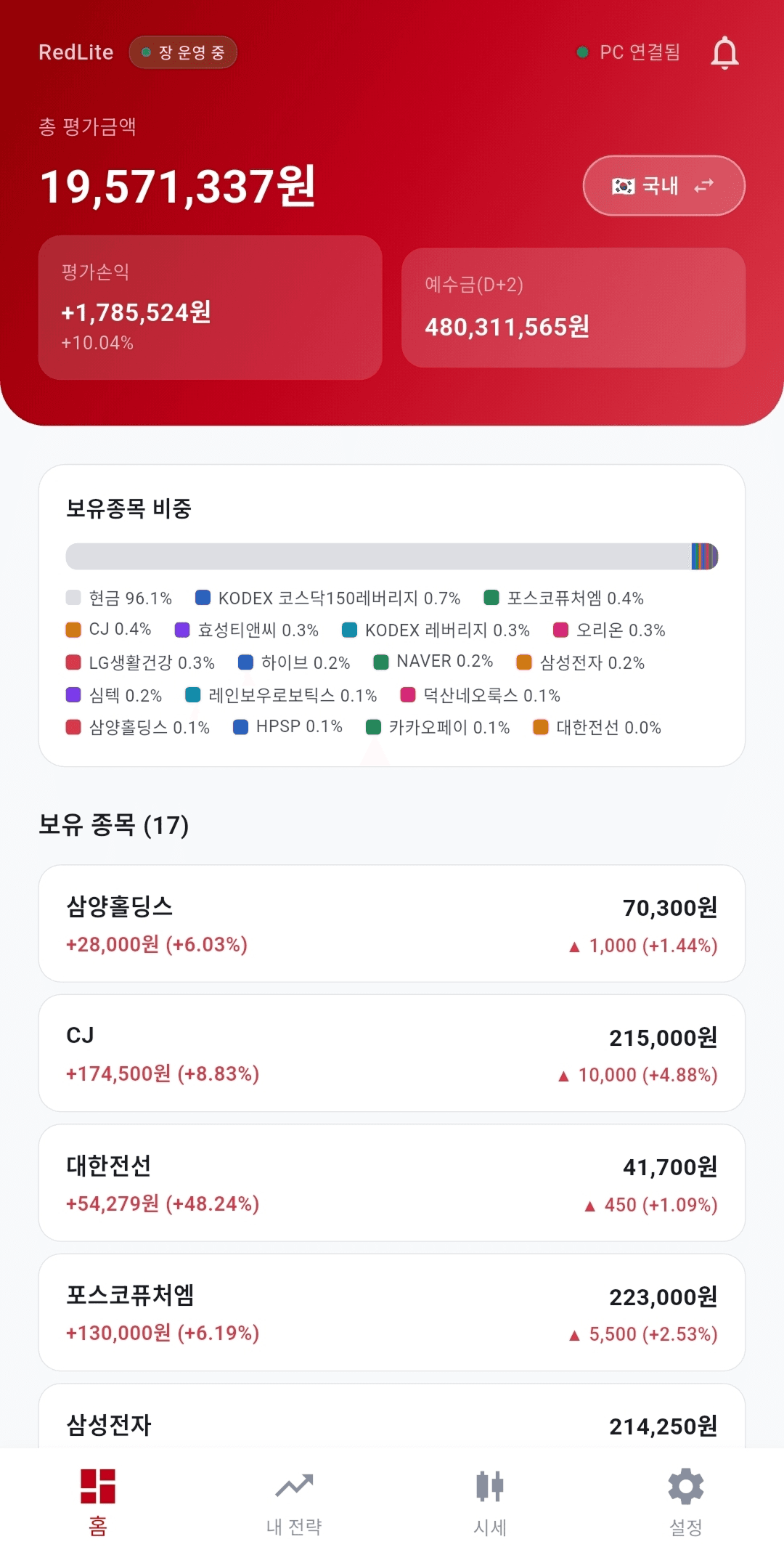국내 자산 현황